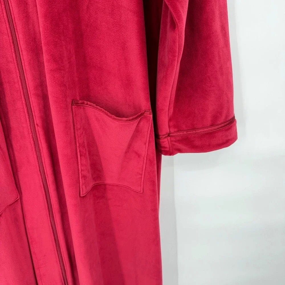 Eileen West Lux Velour Long Zip Robe Womens L/XL Housecoat Loungewear Cozy Soft - Picture 6 of 10